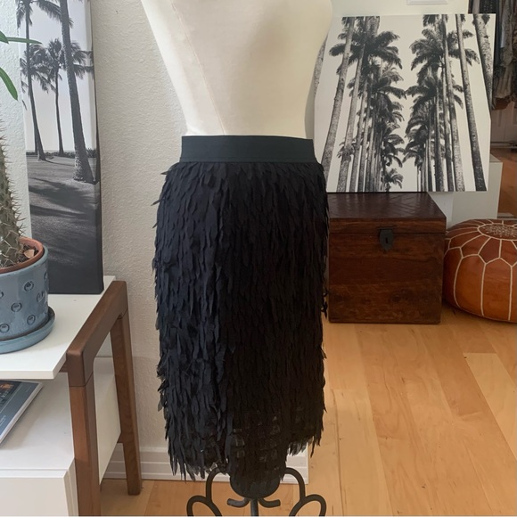 Worthington black all-over fringe knee-length pencil skirt w elastic waist band - Picture 5 of 8